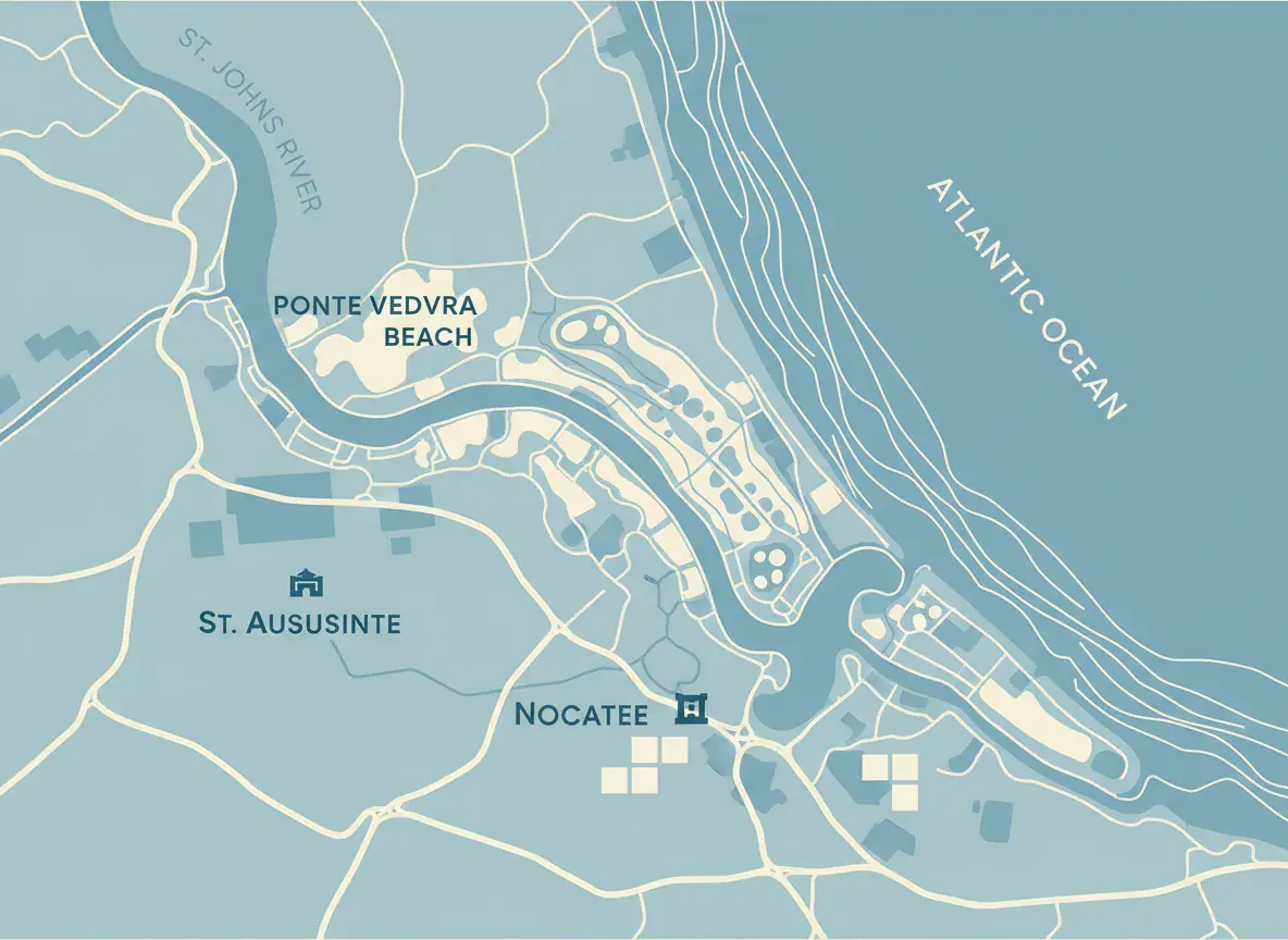 Map-inspired view of the Ponte Vedra service area