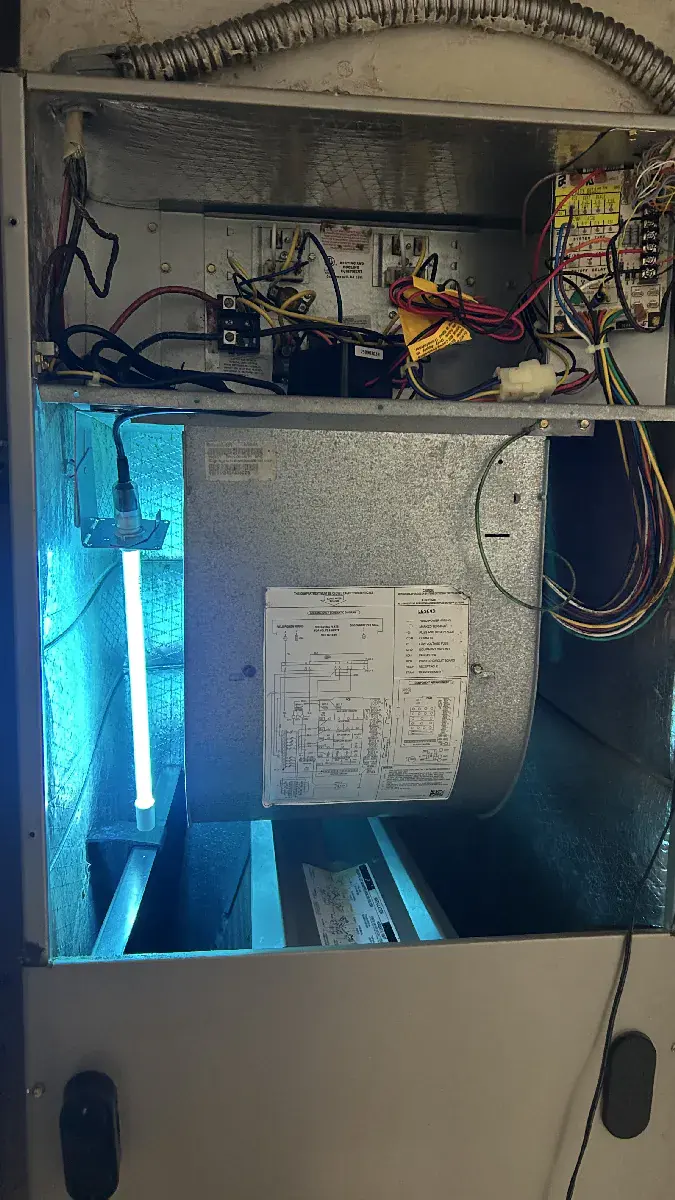 UV air purifier light installed inside HVAC system